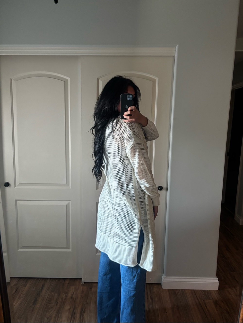 Universal Thread Cream Open Knit Long Cardigan
